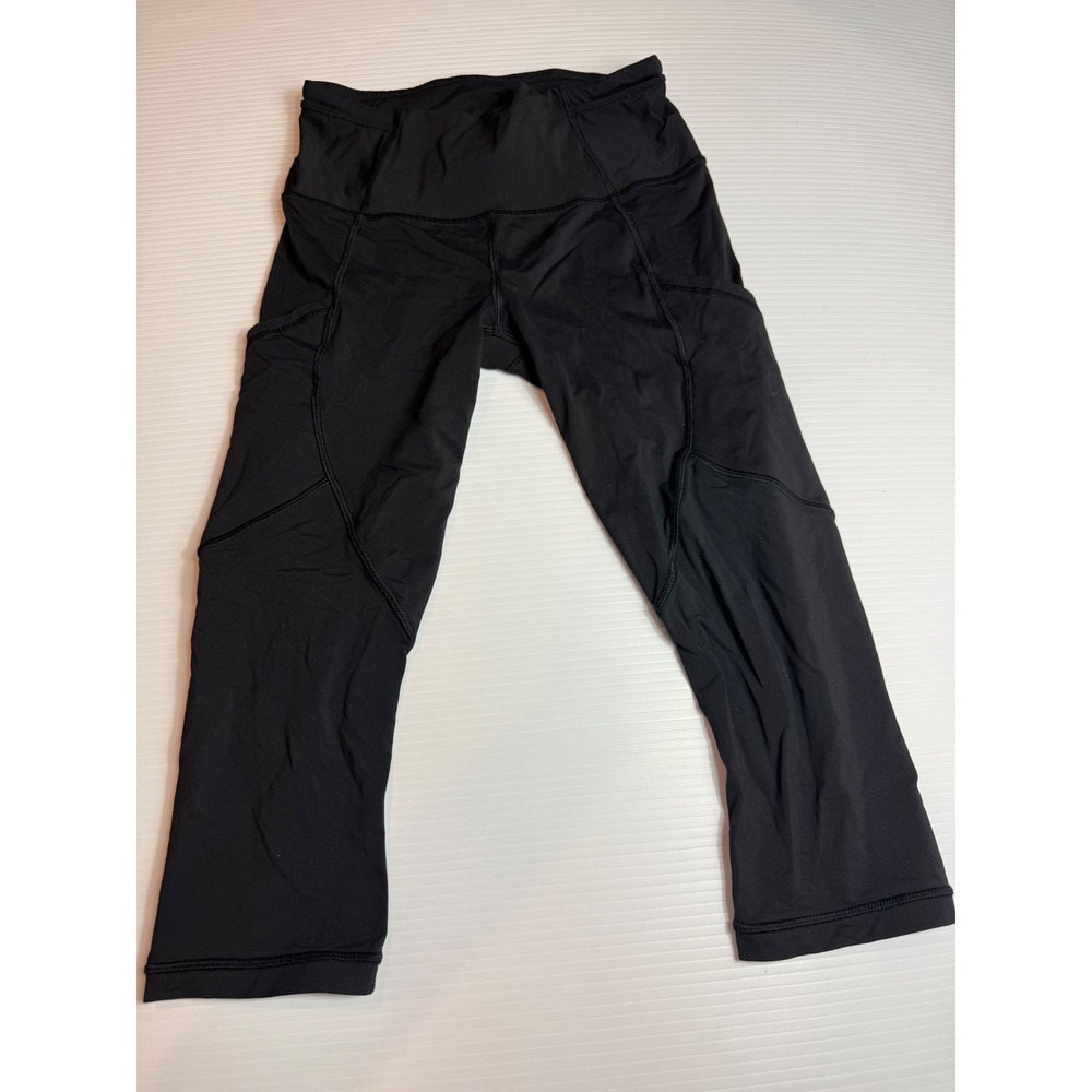 Lululemon Align Cropped Leggings Black Side Pockets Athleisure Workout‎ Size 4